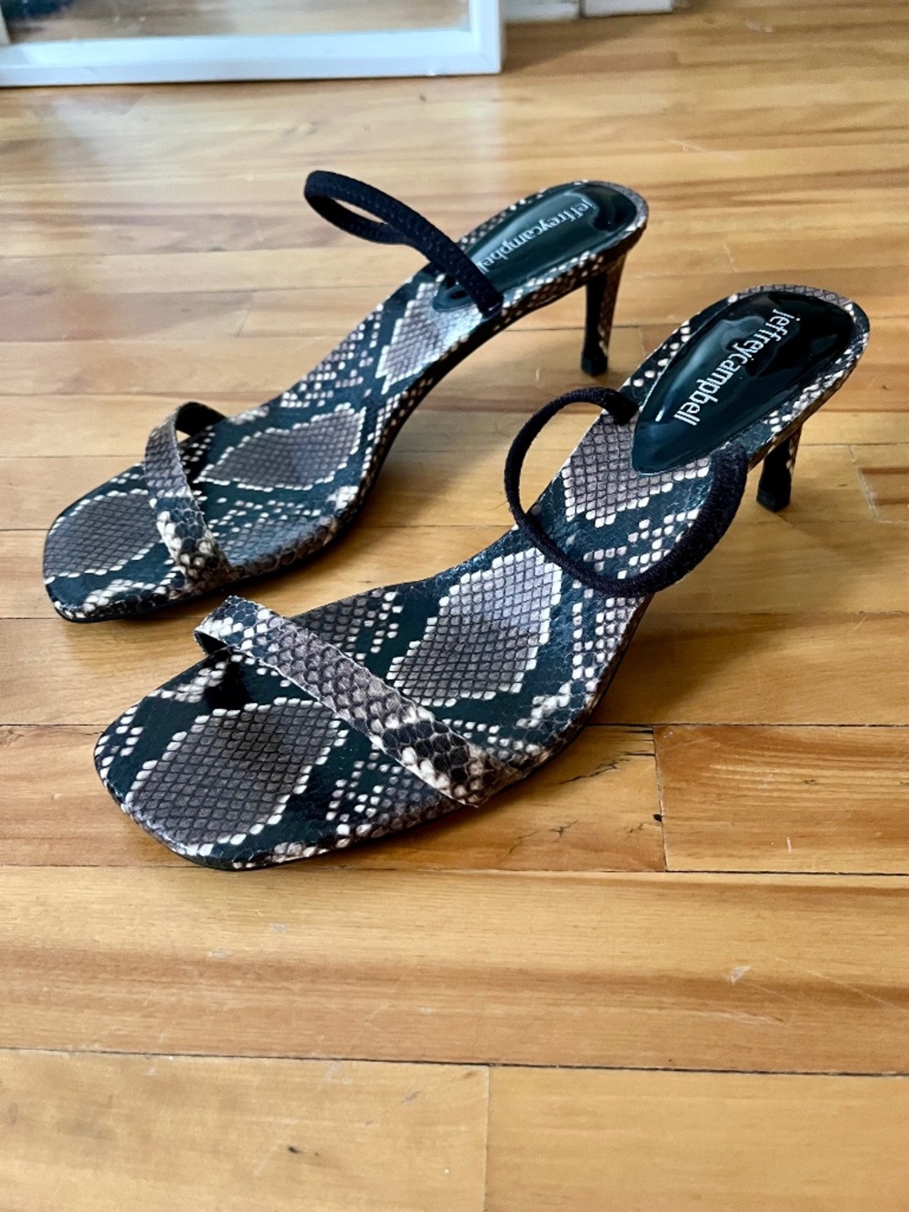 Jeffrey Campbell snakeskin stiletto sandals - Size 8.5